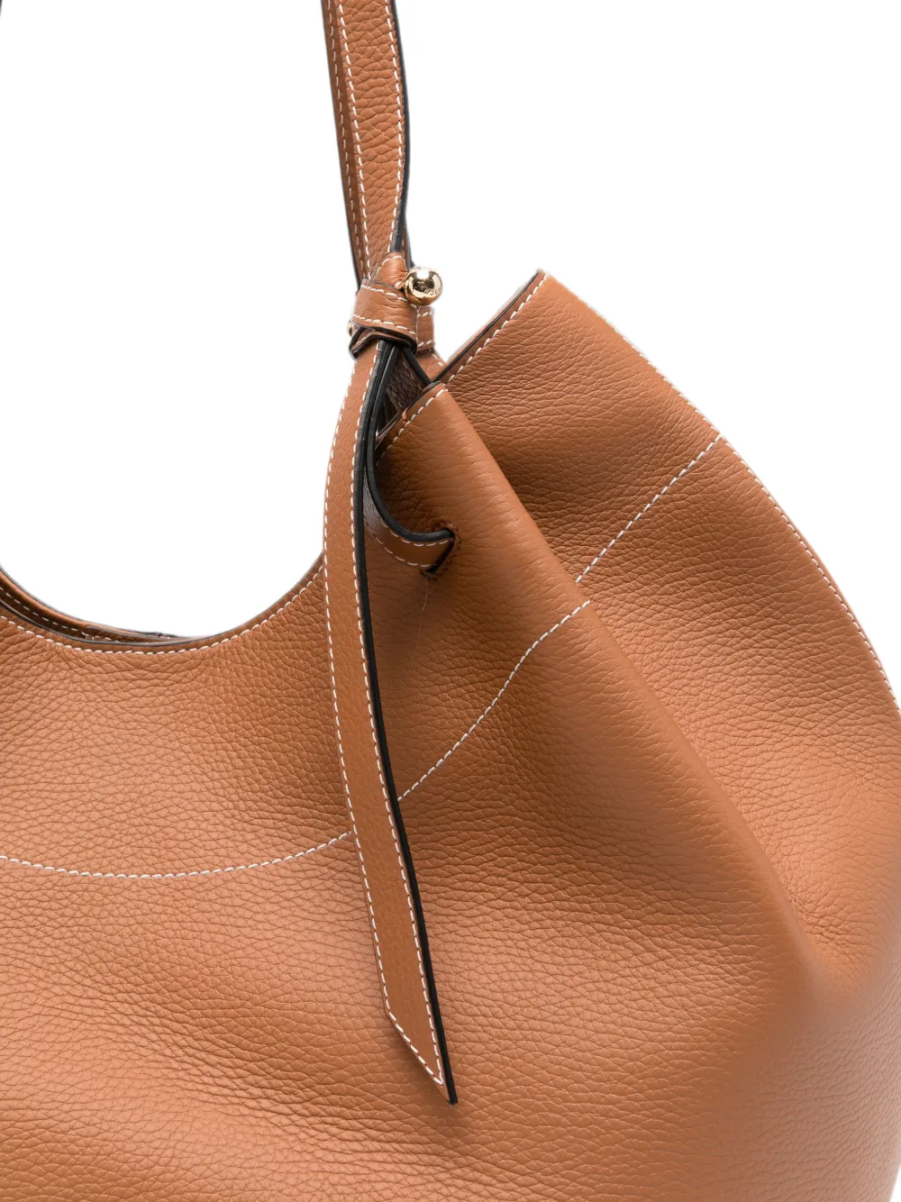 Strathberry Barra leren schoudertas met contrasterende stiksels Bruin