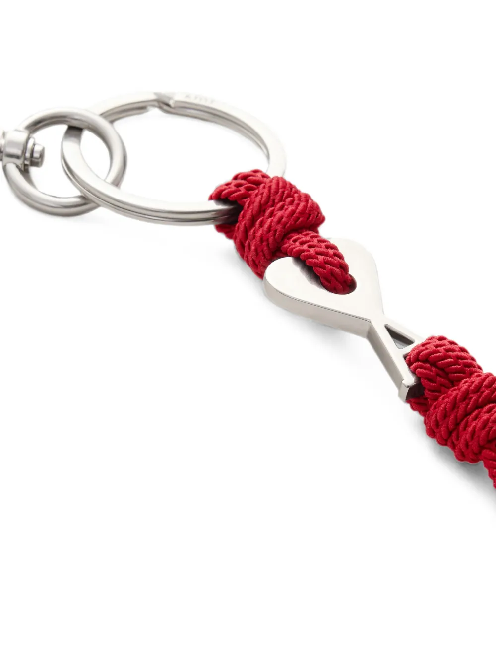 AMI Paris Sleutelhanger met rode metalen bedel en Ami de Coeur Rood
