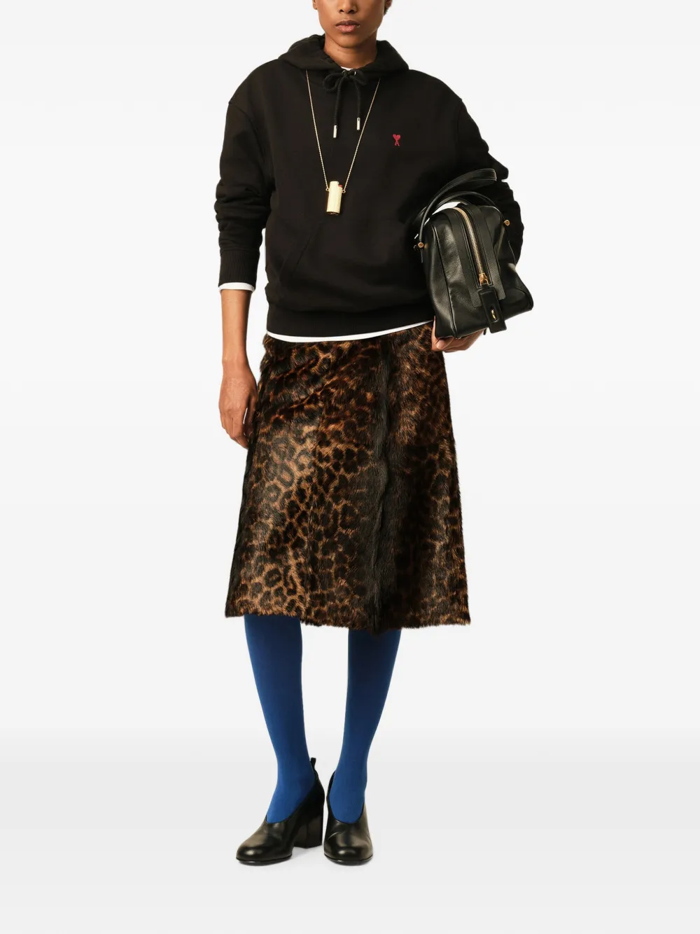 AMI Paris Midi-rok met luipaardprint Bruin