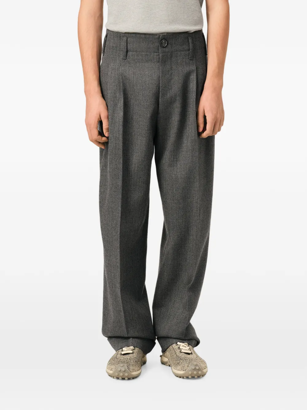 AMI Paris Wollen broek met plooien Grijs