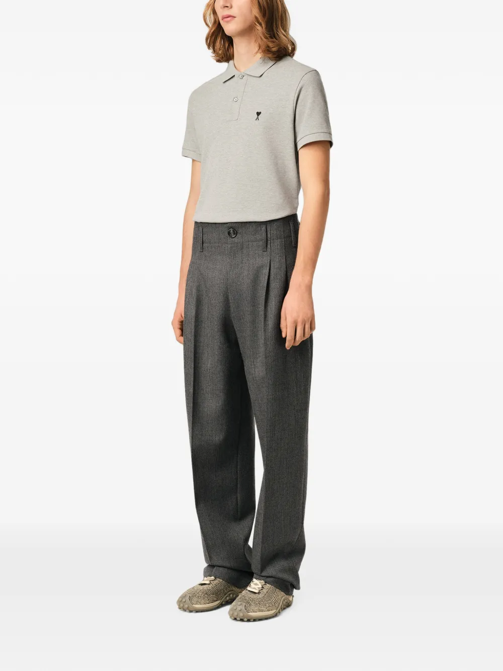 AMI Paris Wollen broek met plooien Grijs