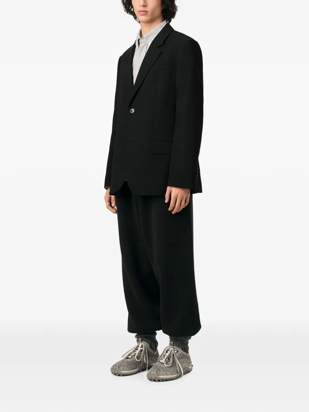 AMI Paris Wollen blazer met enkele rij knopen Zwart