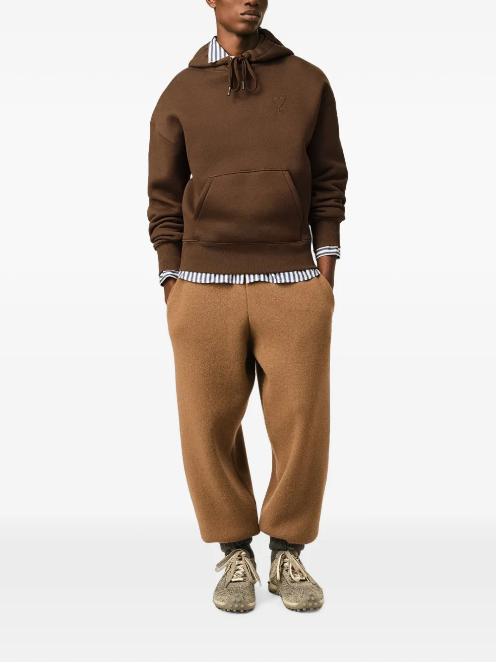 AMI Paris Katoenen hoodie met Ami de Coeur-reliëf Bruin