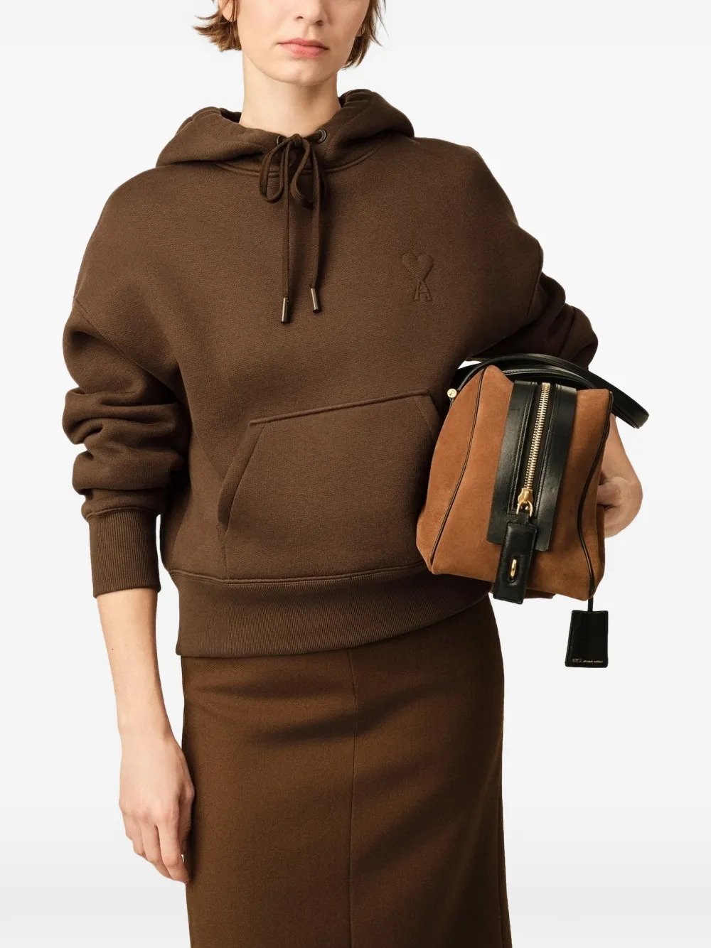 AMI Paris Katoenen hoodie met Ami de Coeur-reliëf Bruin