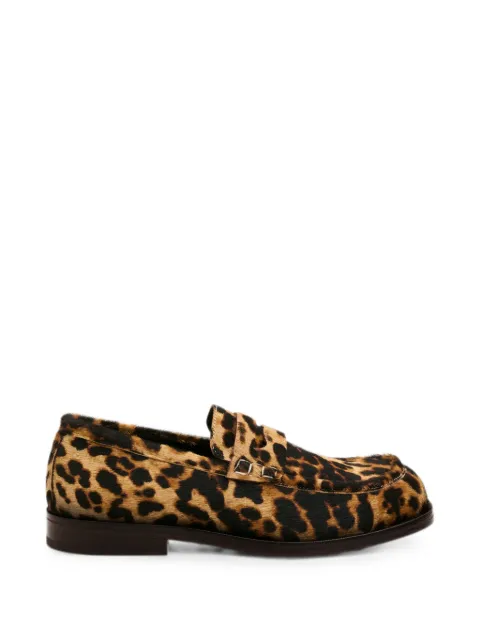 AMI Paris leopard-print cowhide leather loafers