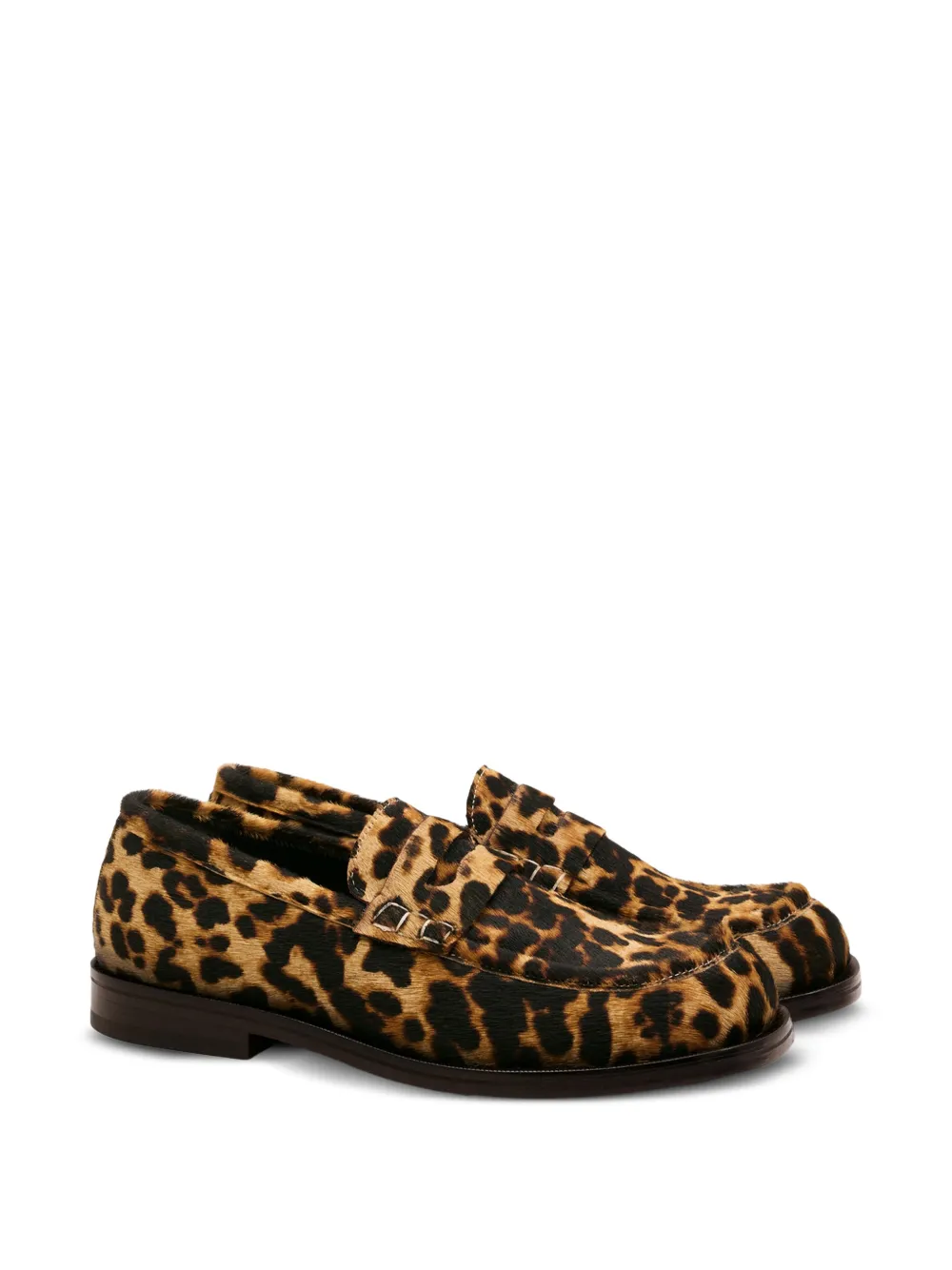 AMI Paris Leren loafers met luipaard-print Beige