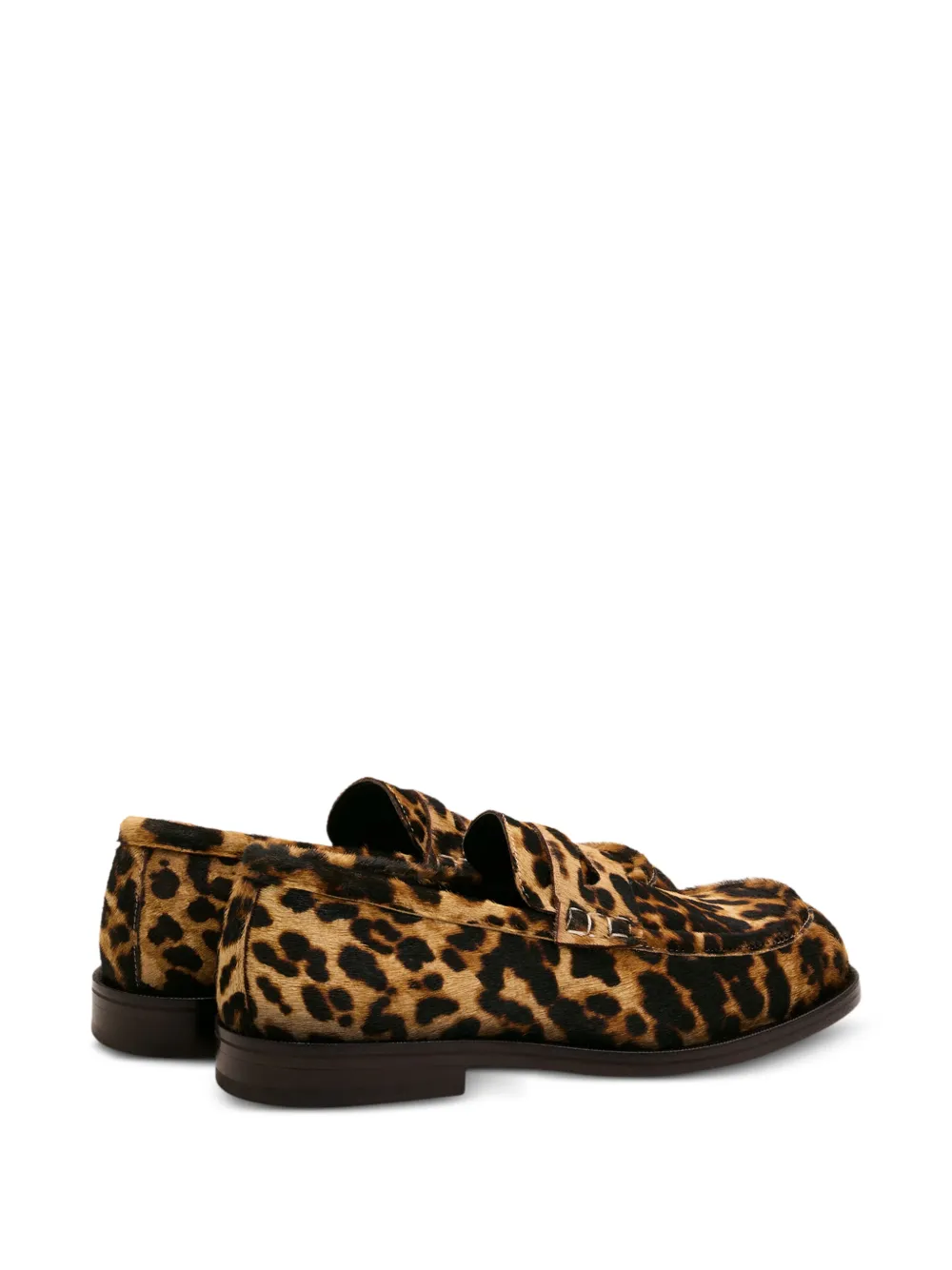 AMI Paris Leren loafers met luipaard-print Beige