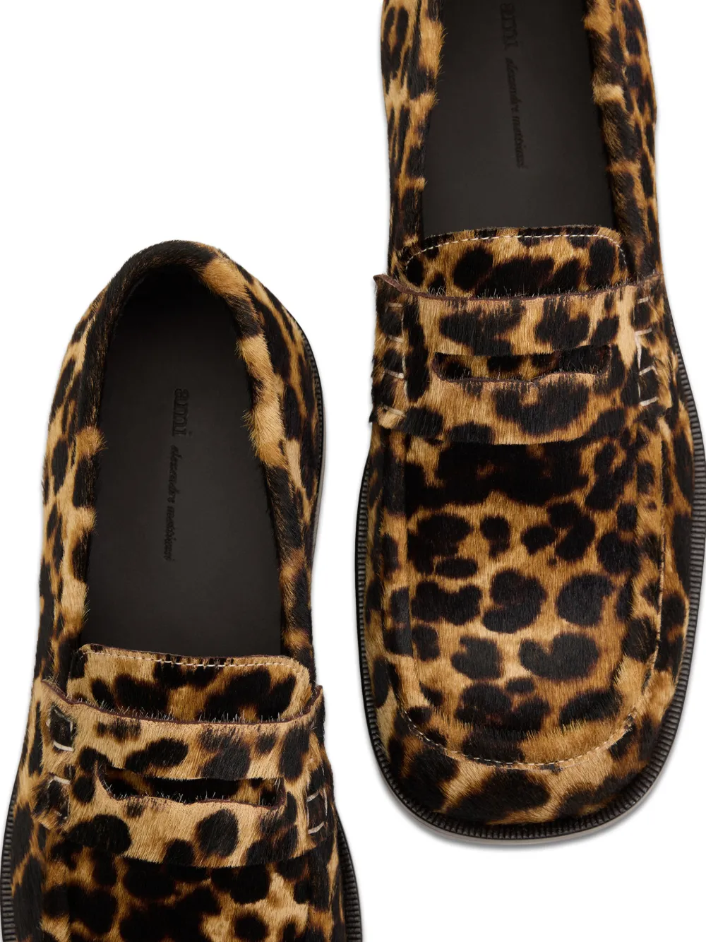 AMI Paris Leren loafers met luipaard-print Beige