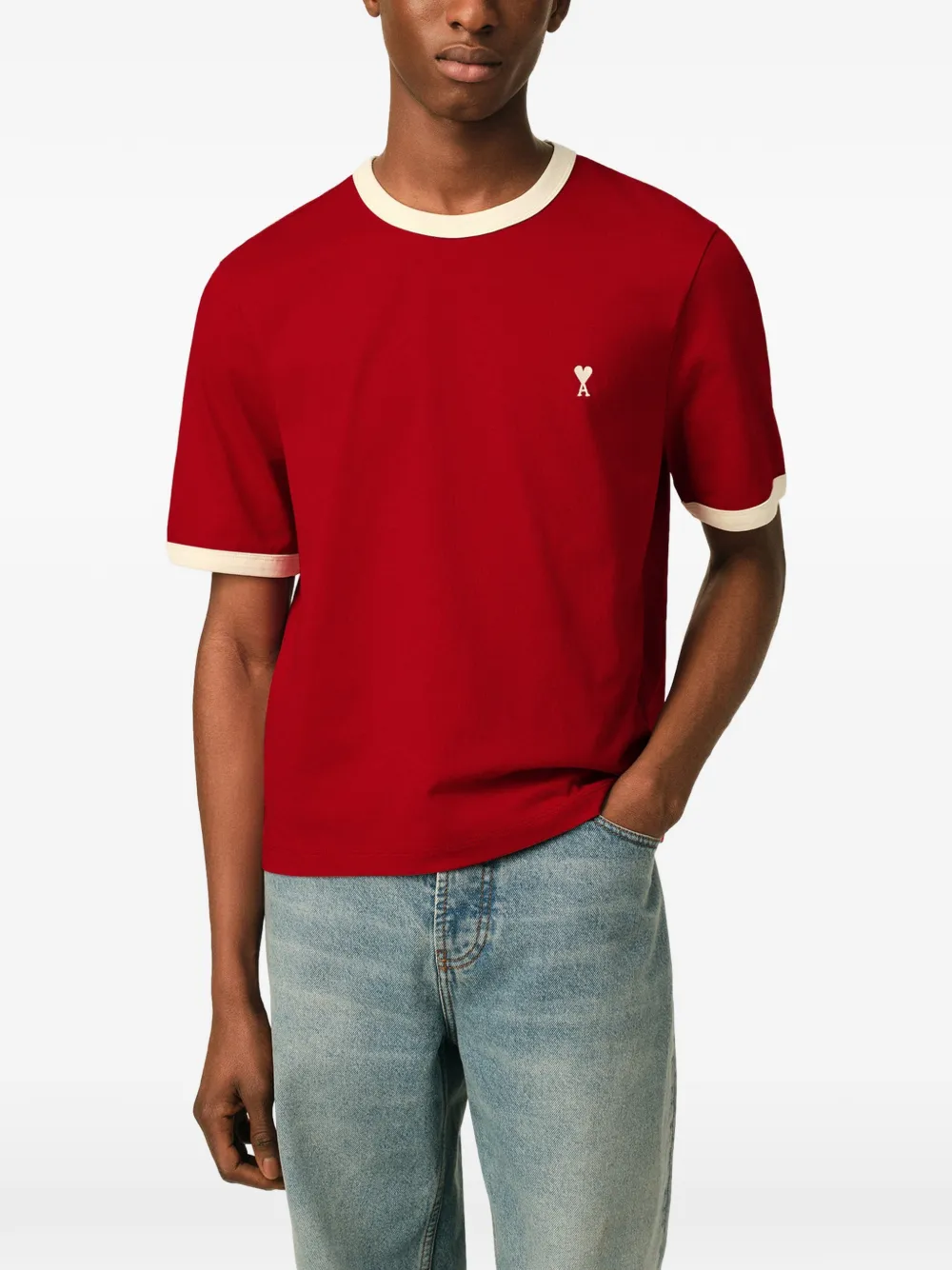 AMI Paris Katoenen T-shirt met Ami de Coeur Rood