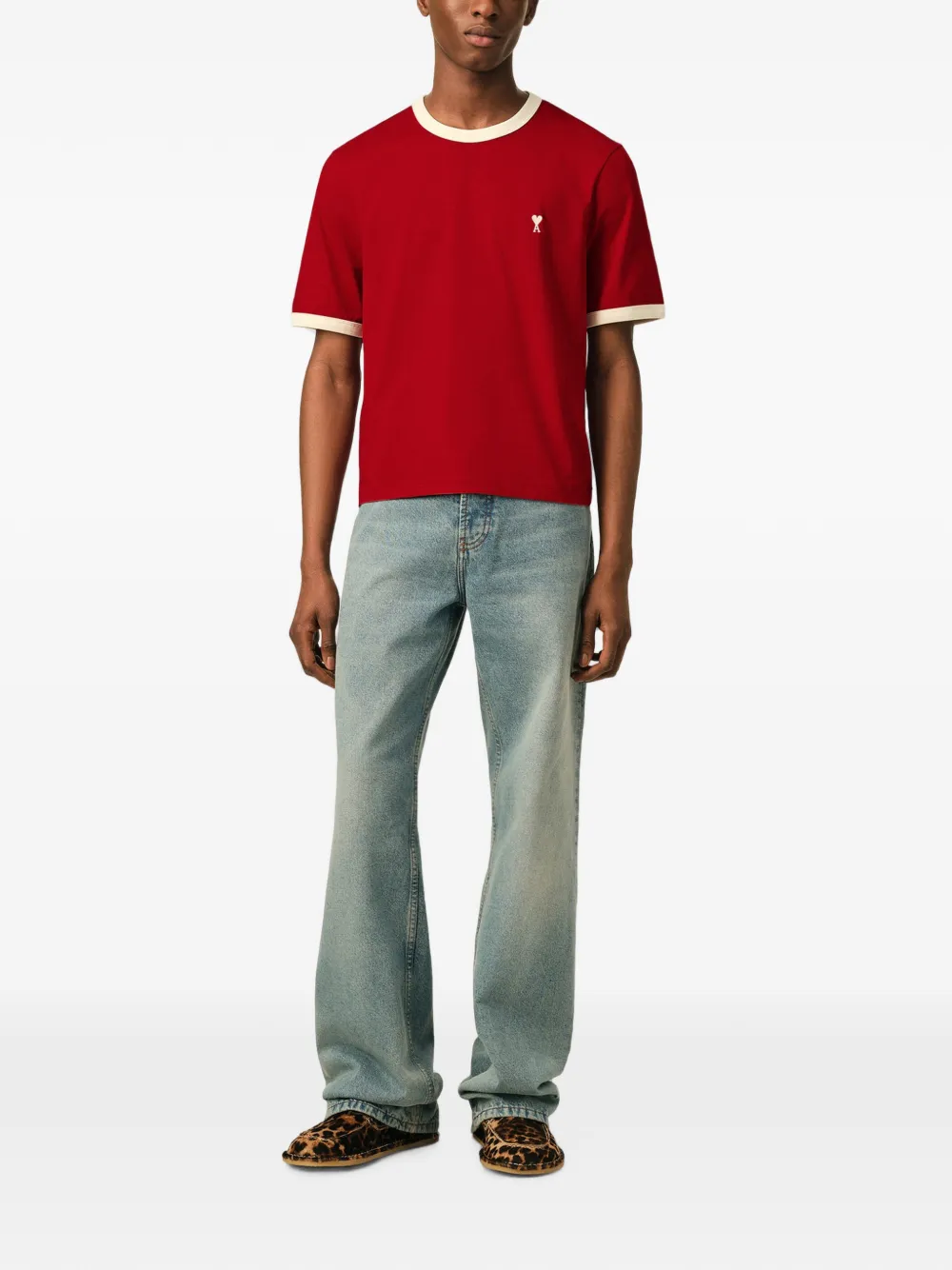 AMI Paris Katoenen T-shirt met Ami de Coeur Rood