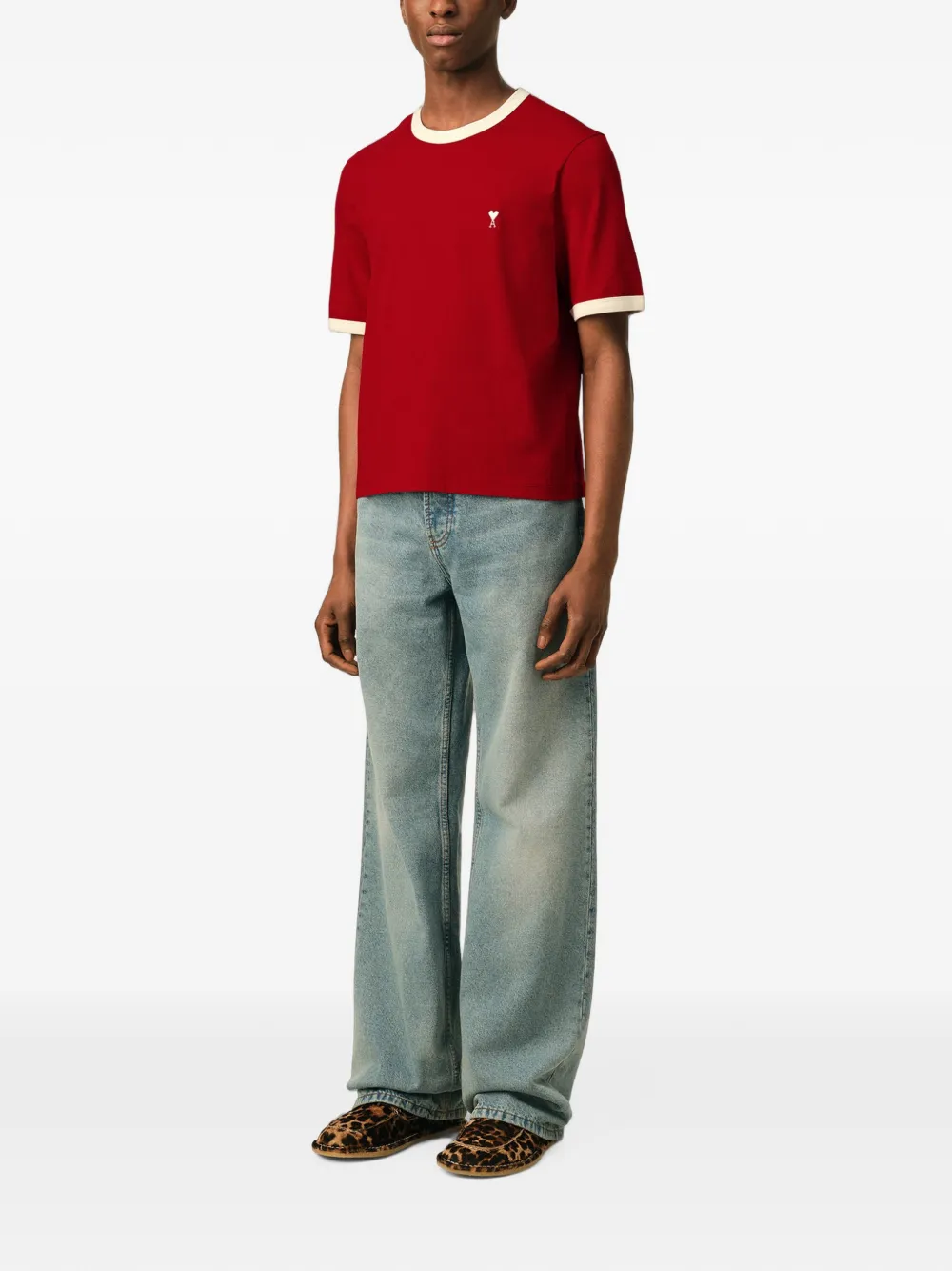 AMI Paris Katoenen T-shirt met Ami de Coeur Rood