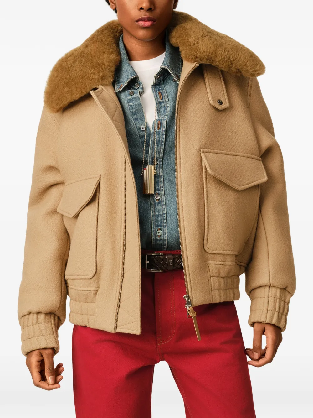 AMI Paris Wollen gewatteerd jack Beige
