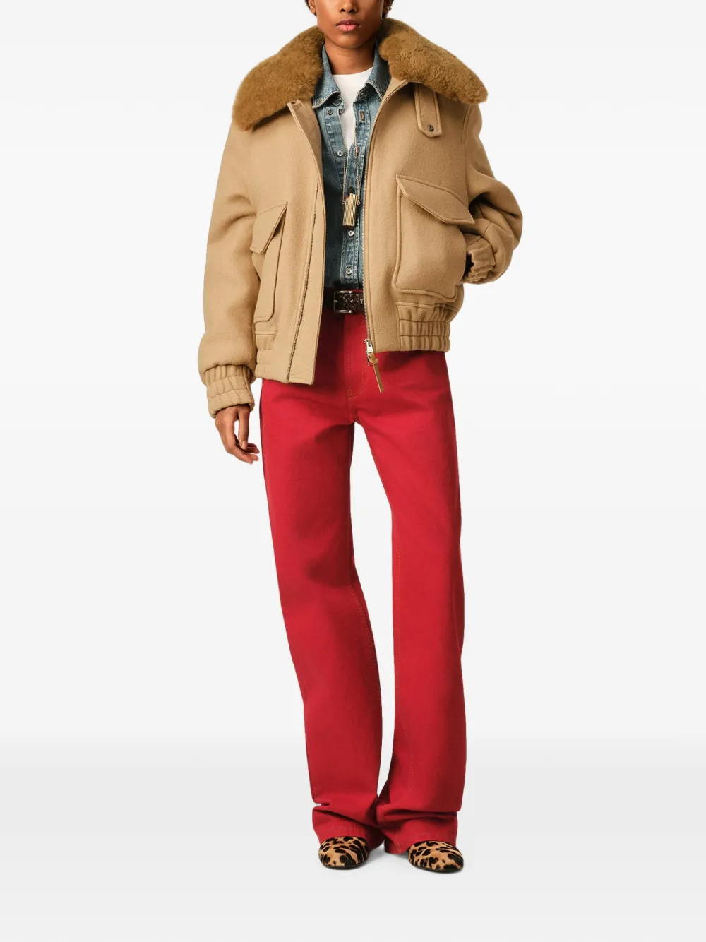 AMI Paris Wollen gewatteerd jack Beige