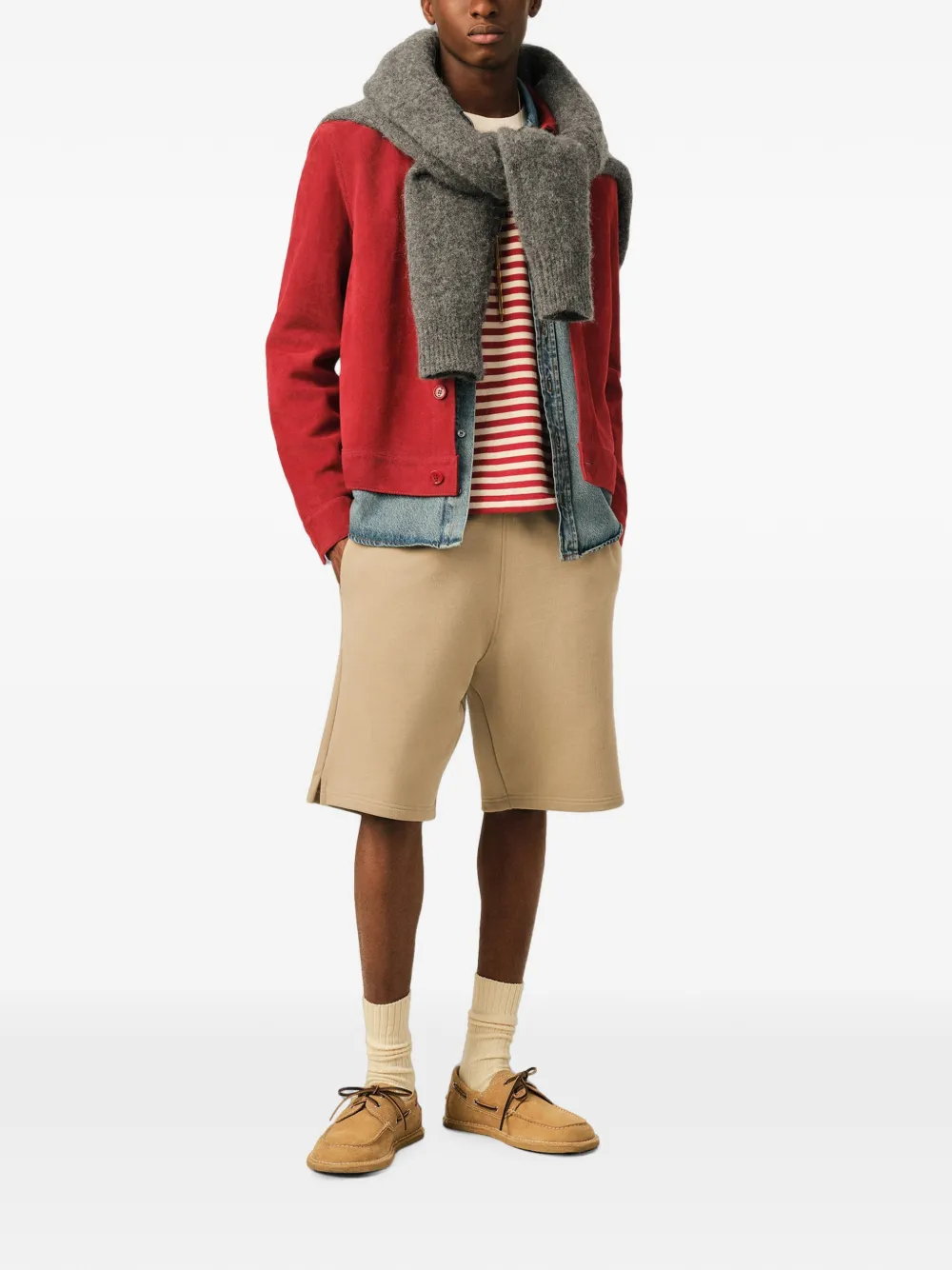 AMI Paris Katoenen shorts met Ami de Coeur-reliëf Beige
