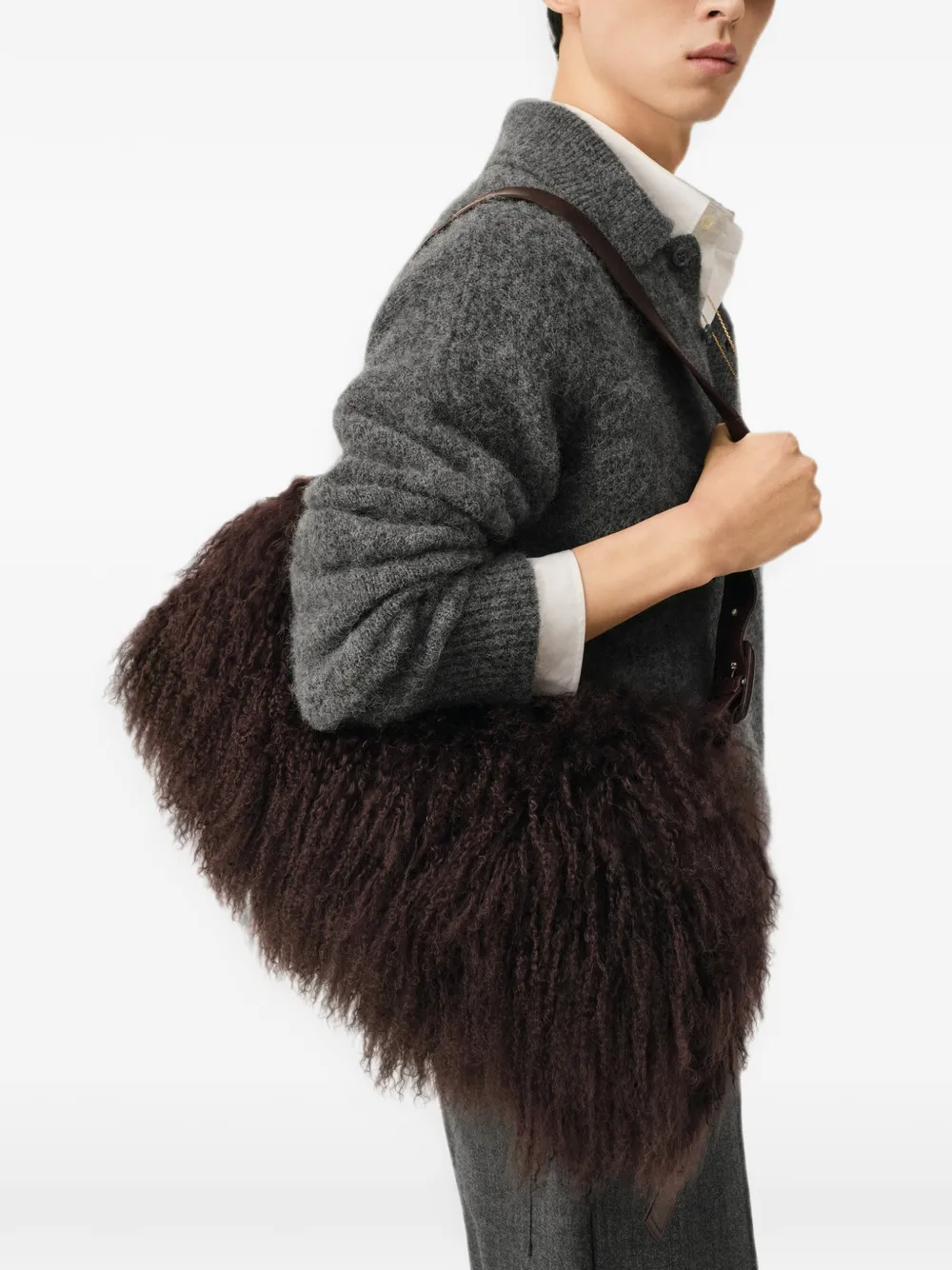 AMI Paris Kleine lamsleren Etienne crossbodytas Bruin