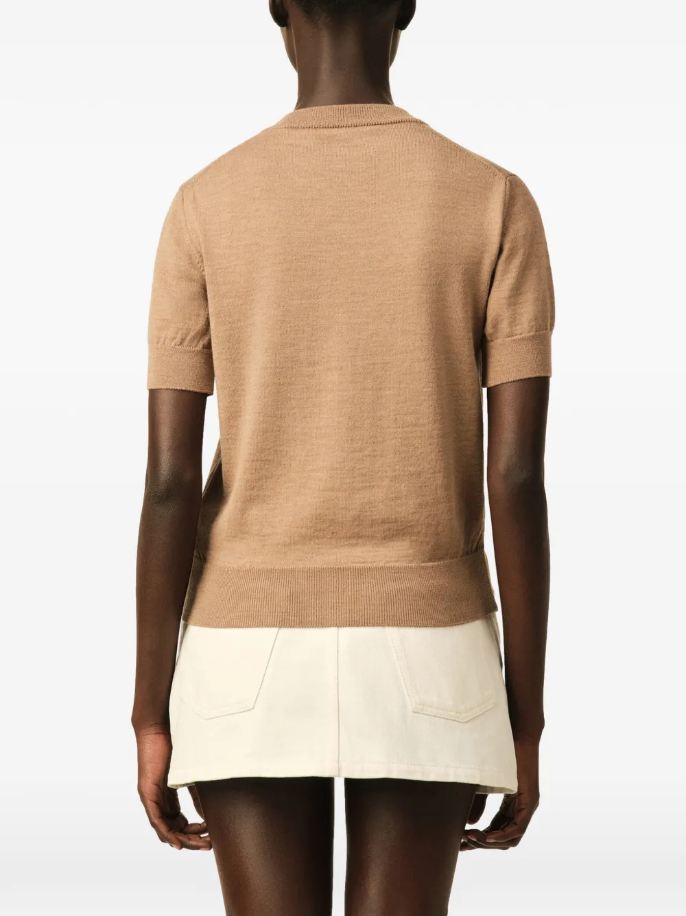 AMI Paris Wollen vest met korte mouwen en Ami de Coeur Beige