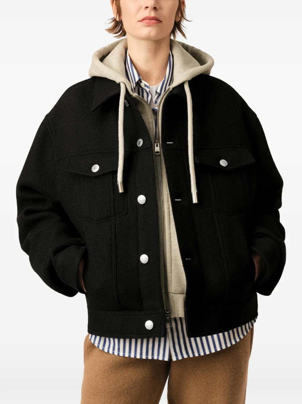 AMI Paris Wollen truckjack Zwart