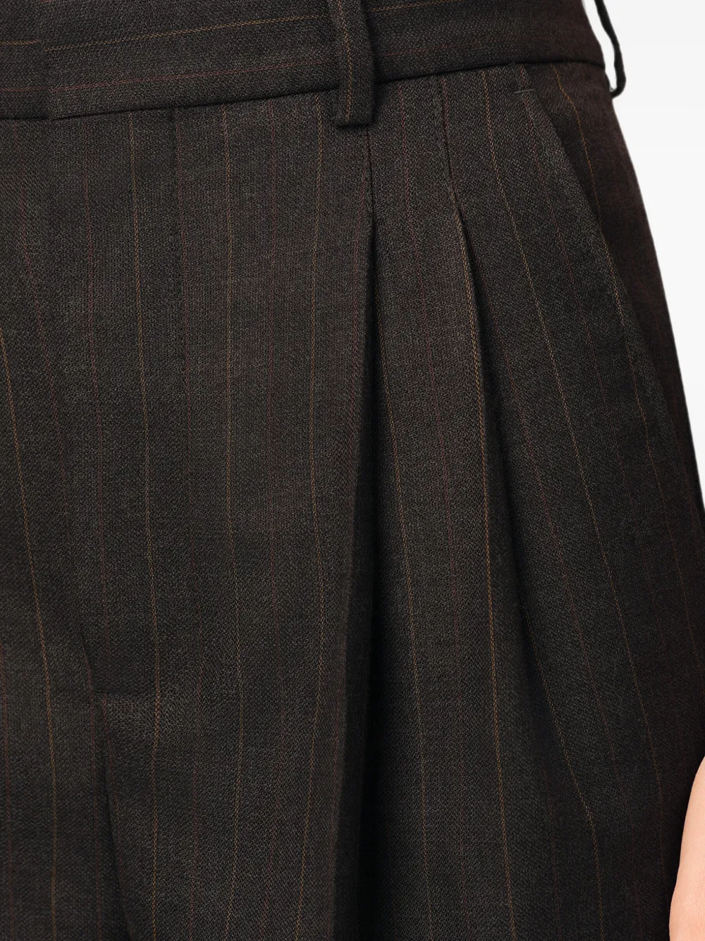 AMI Paris Gestreepte wollen broek met wijde pijpen Grijs