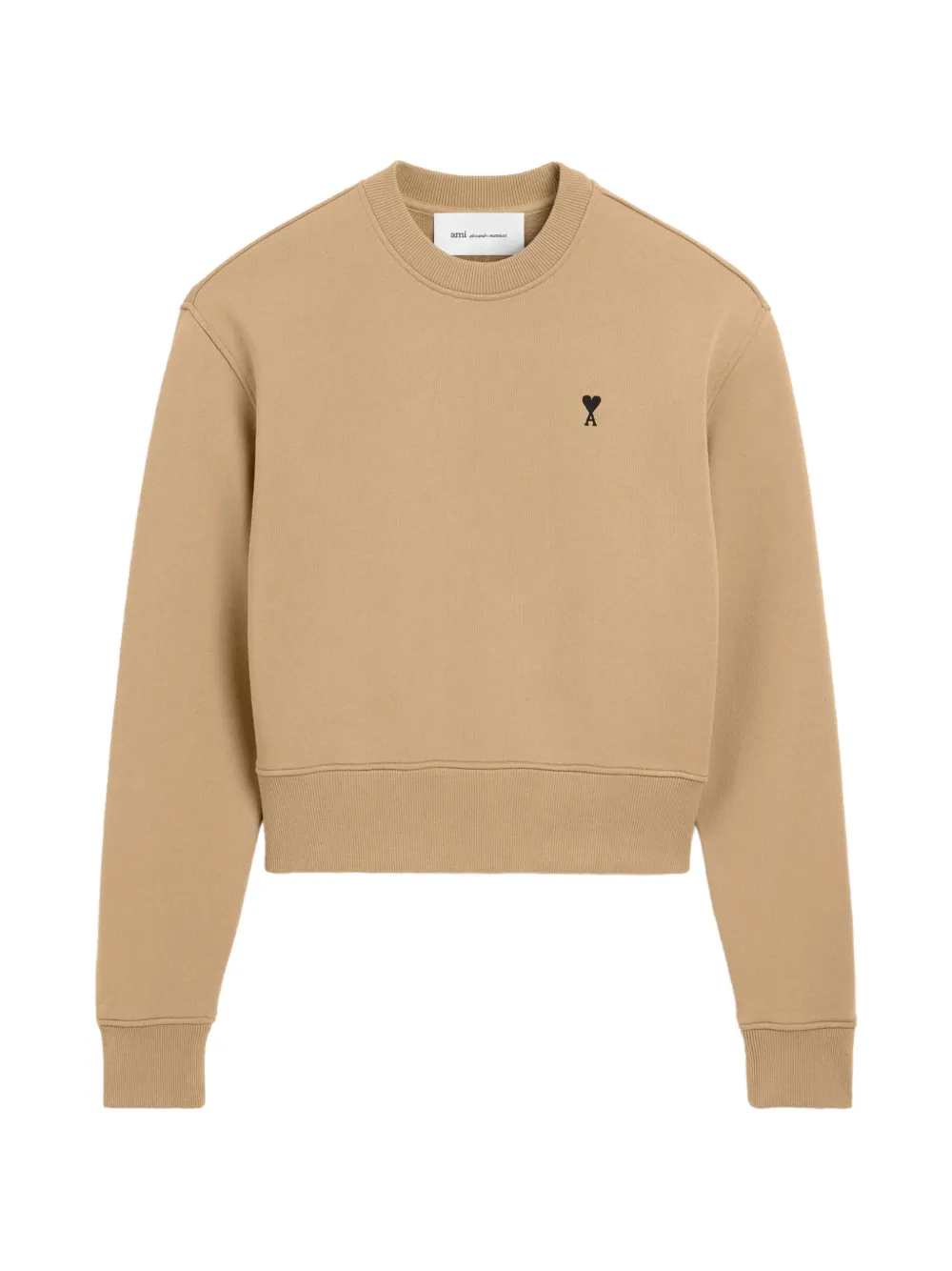 AMI Paris cotton sweatshirt with Ami de Coeur - Nude