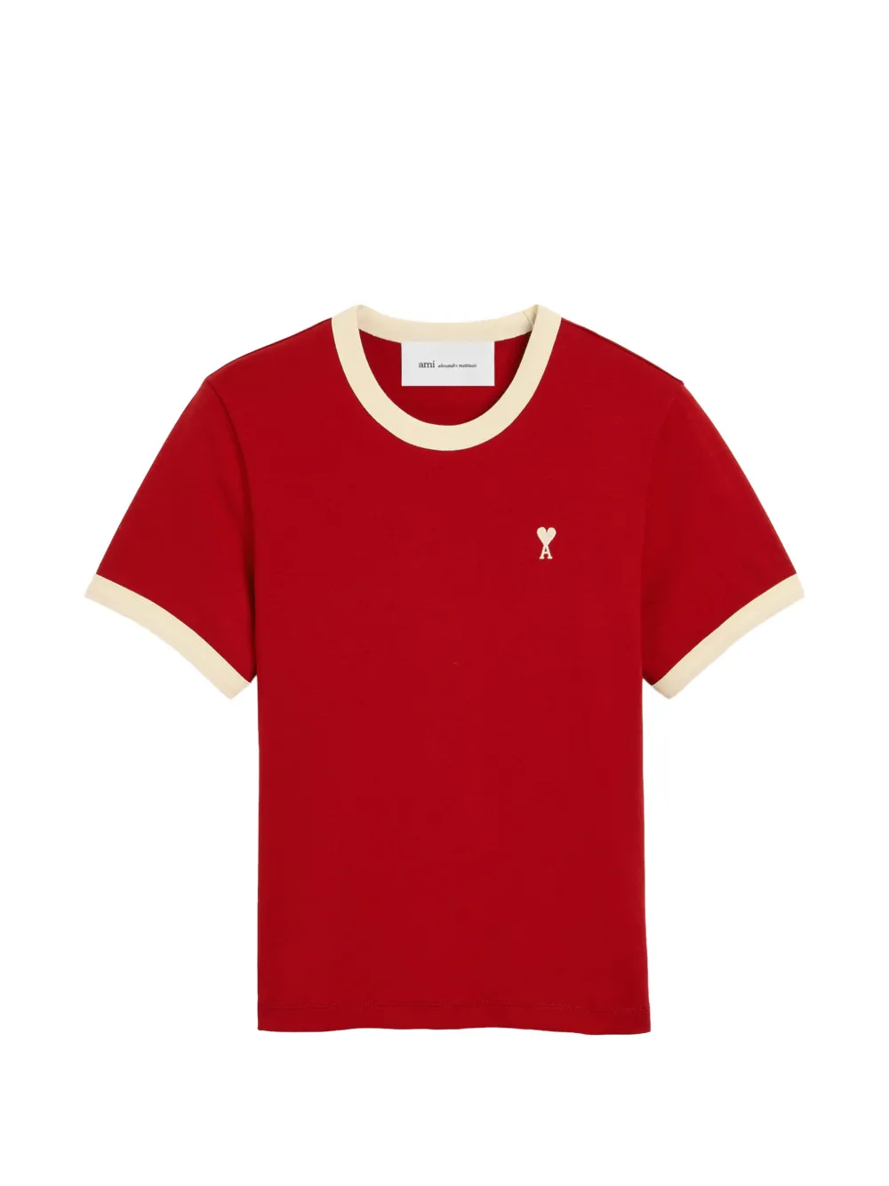 AMI Paris contrasted cotton T-shirt with Ami de Coeur - Rot