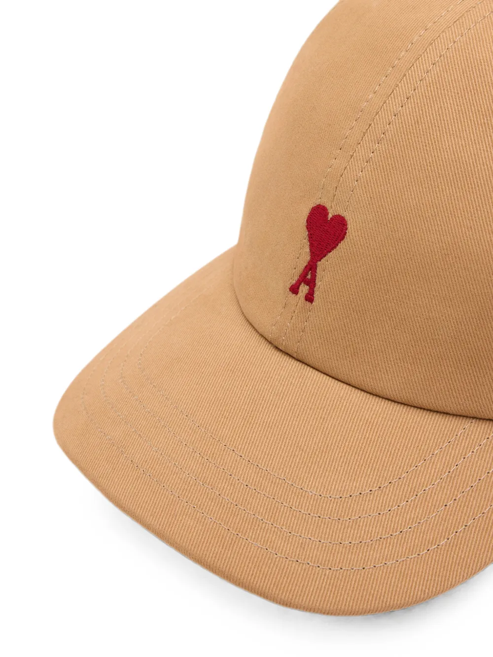 AMI Paris Katoenen pet met Ami de Coeur Beige