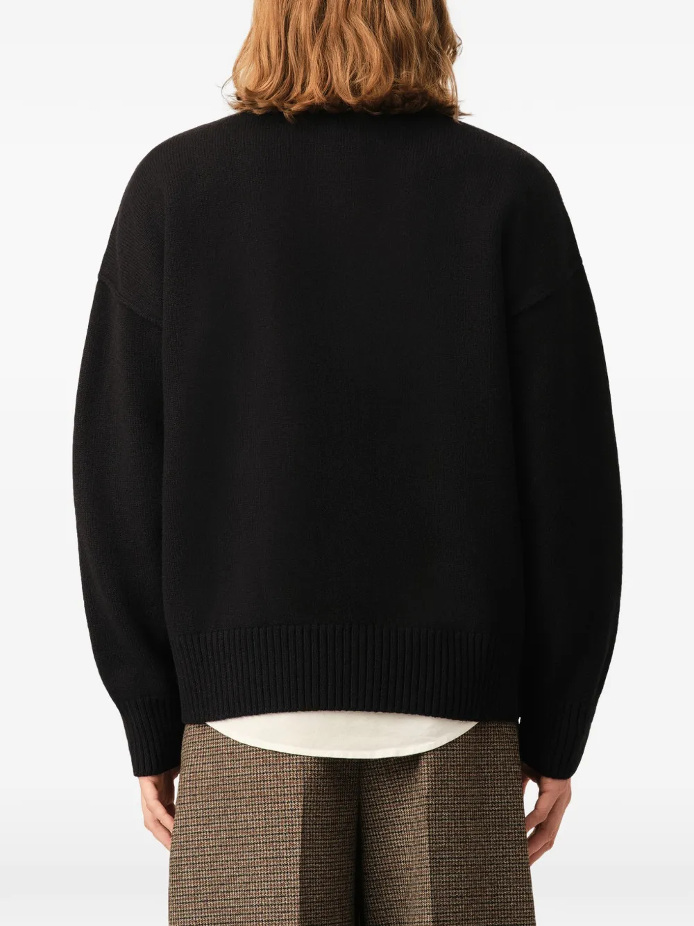 AMI Paris Wollen trui met ronde hals en Ami de Coeur Zwart