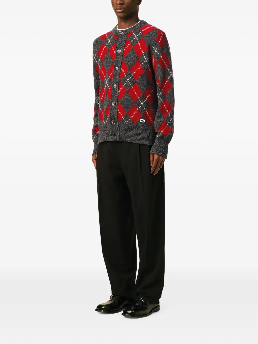 AMI Paris Wollen vest met argyle-patroon Grijs