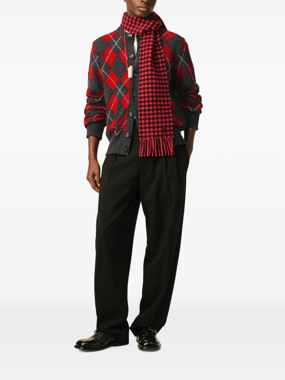 AMI Paris Wollen vest met argyle-patroon Grijs