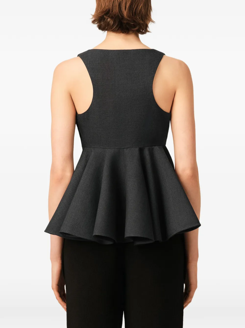 AMI Paris Mouwloze wollen top met peplum-design Grijs