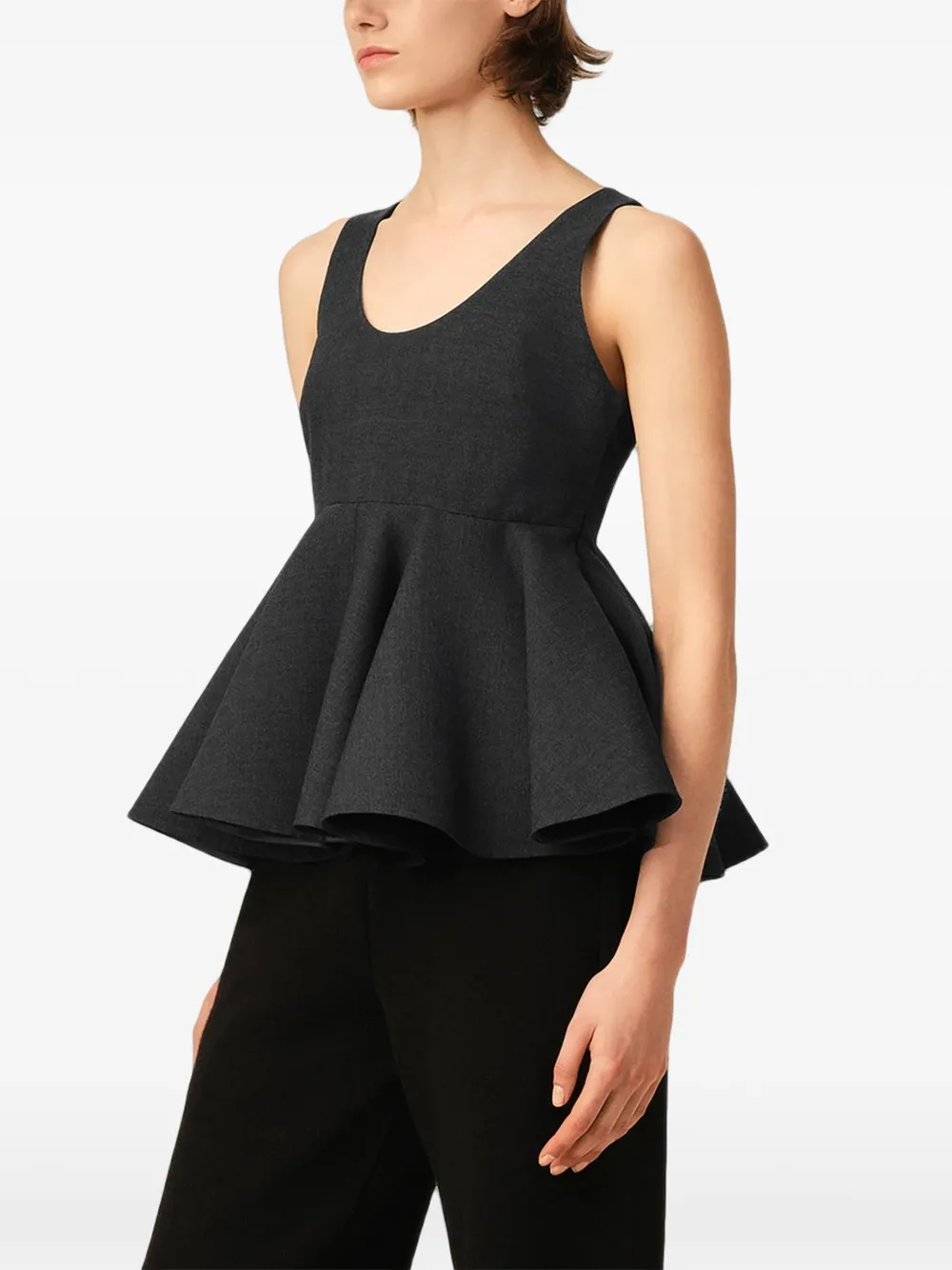 AMI Paris Mouwloze wollen top met peplum-design Grijs