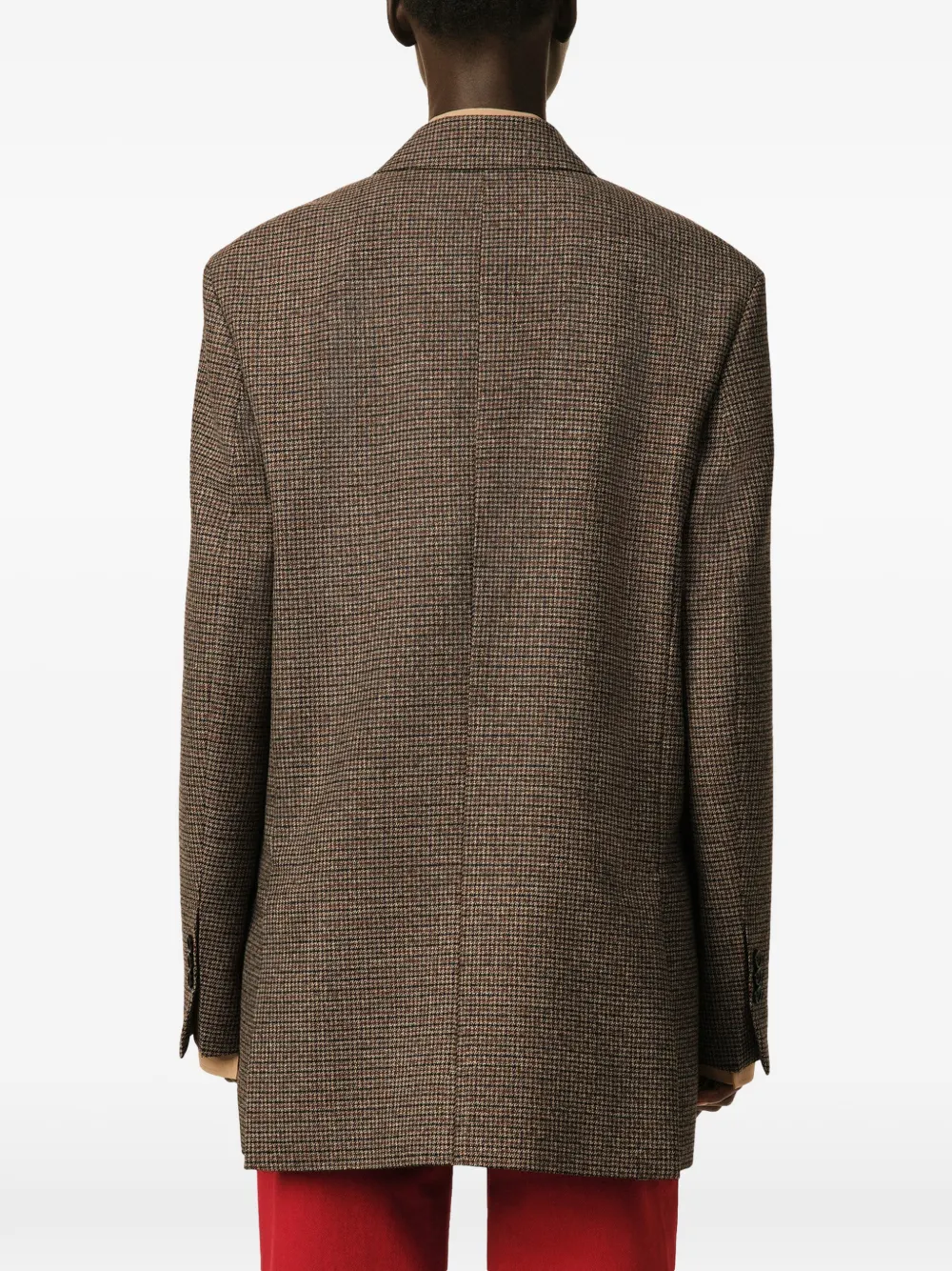 AMI Paris Wollen blazer met dubbele rij knopen en pied-de-poule patroon Bruin