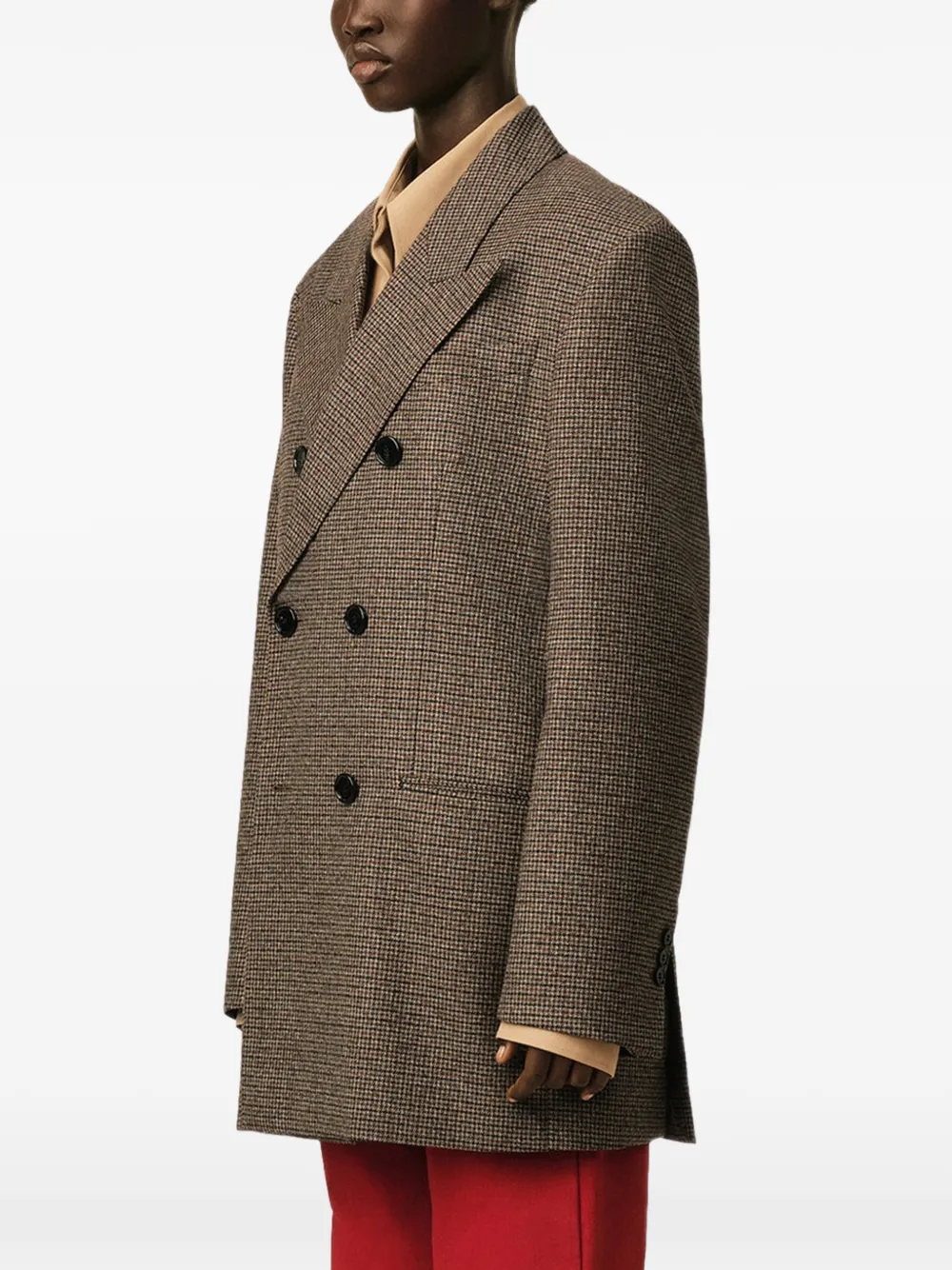 AMI Paris Wollen blazer met dubbele rij knopen en pied-de-poule patroon Bruin