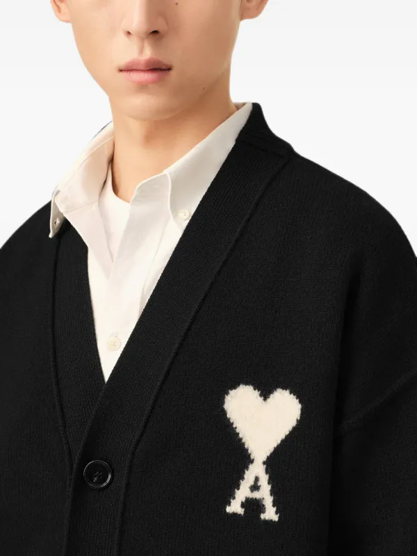 AMI Paris Ami De Coeur ウールカーディガン | ブラック | FARFETCH JP