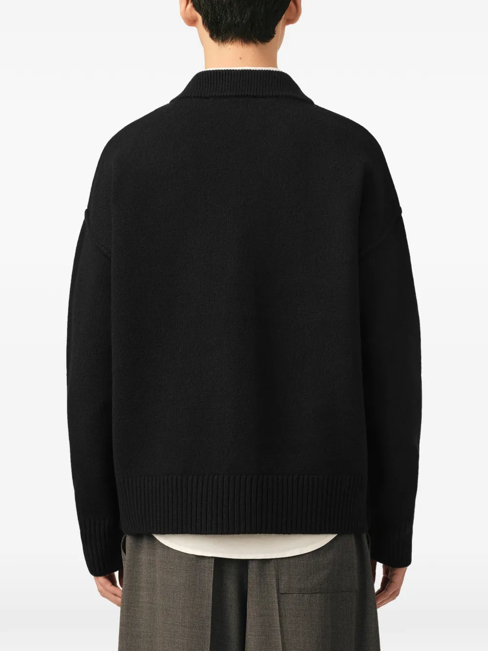 AMI Paris wollen vest met Ami de Coeur Zwart