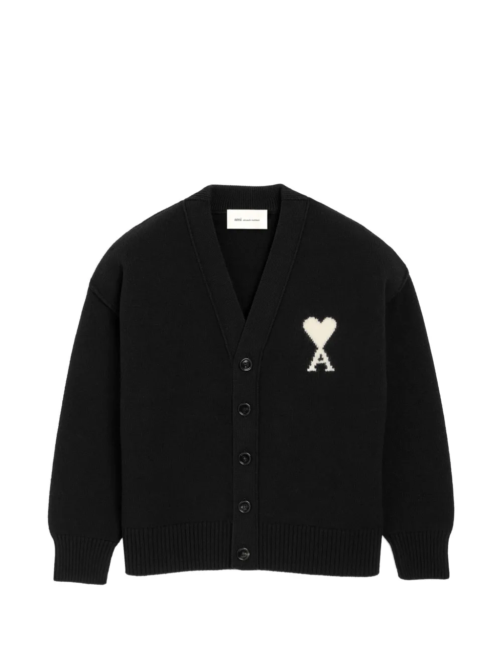 AMI Paris Cardigan Ami de Coeur in lana - Nero