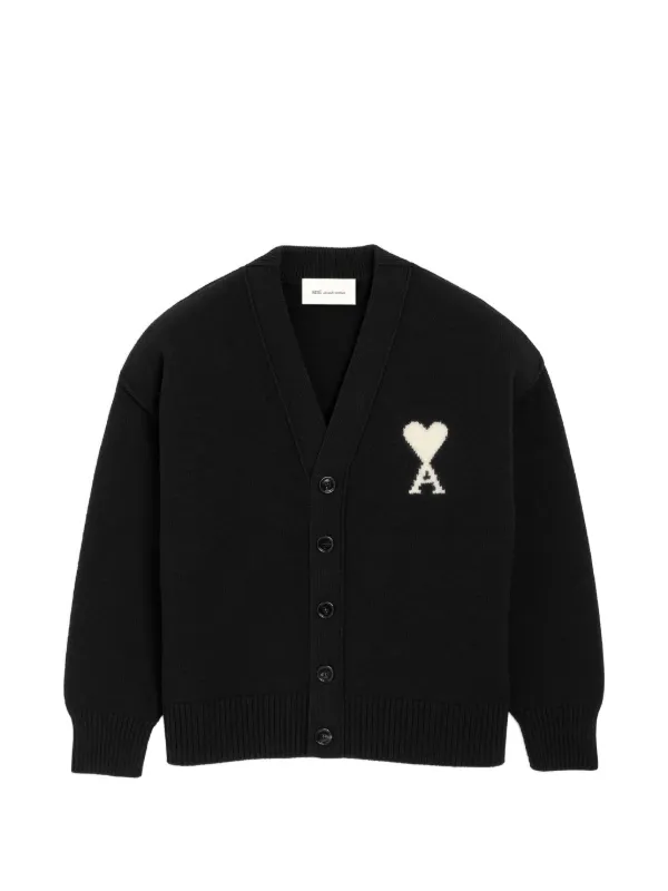 Ami Parisウールニットカーディガン ブラック サイズS AMI Paris Ami De Coeur ウールカーディガン | ブラック | FARFETCH JP