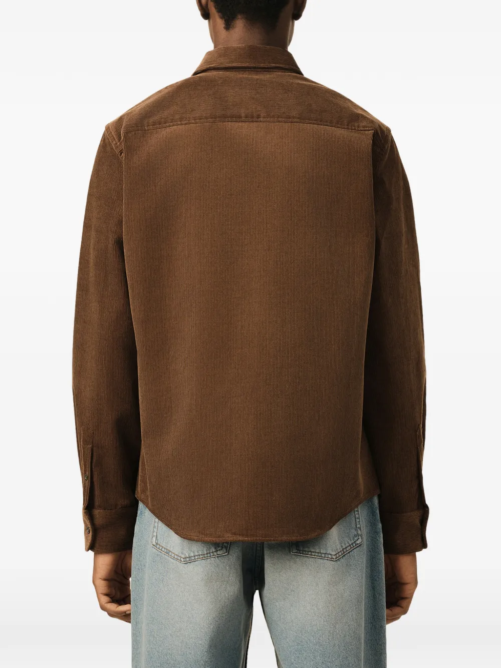 AMI Paris Ribfluwelen overhemd met Ami de Coeur Bruin