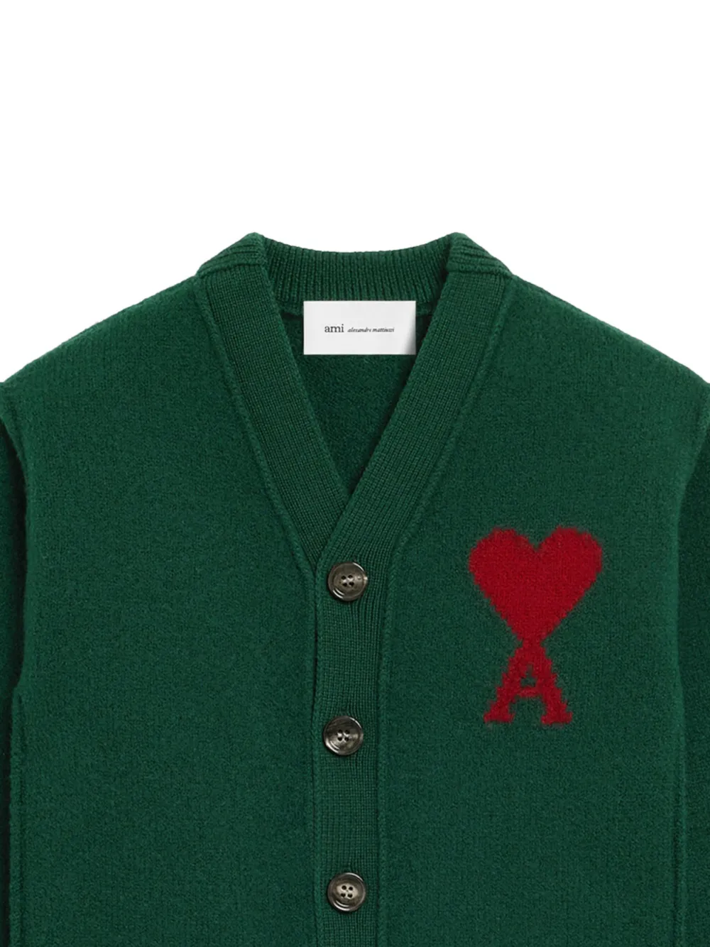 AMI Paris Wollen vest met Ami de Coeur Groen