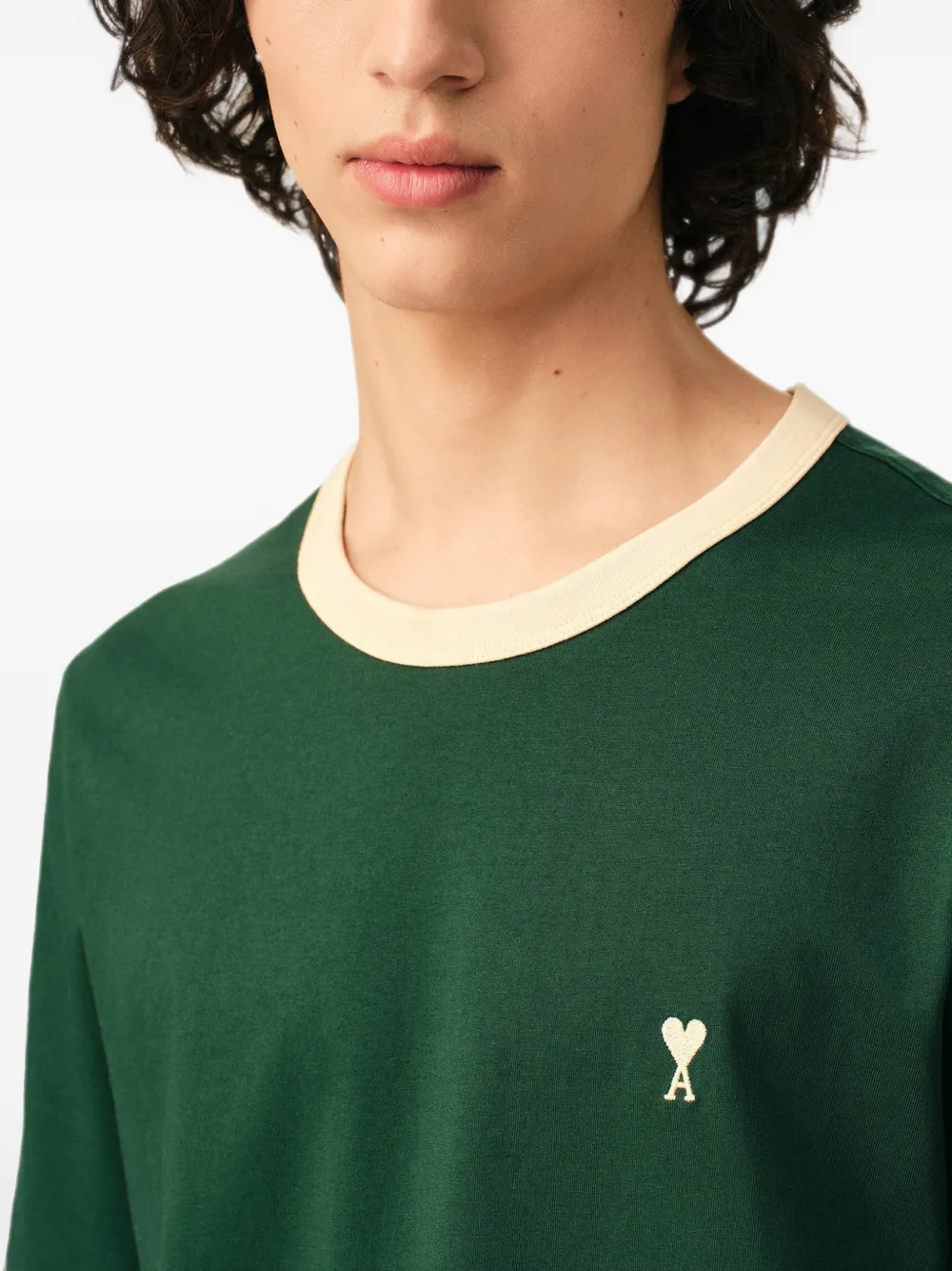 AMI Paris Katoenen T-shirt met Ami de Coeur Groen