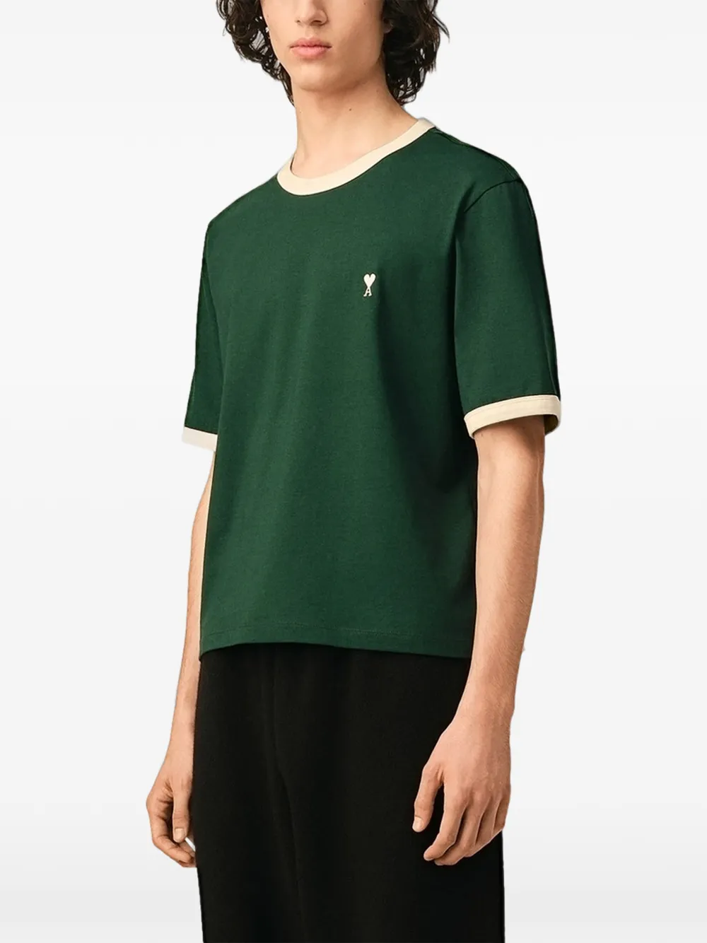 AMI Paris Katoenen T-shirt met Ami de Coeur Groen