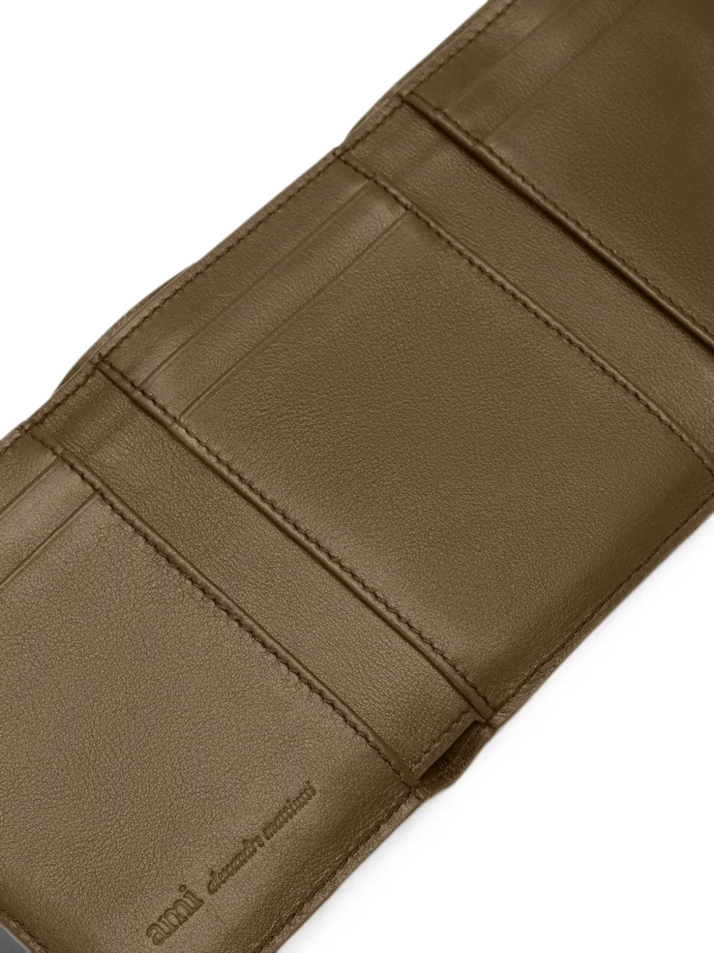 AMI Paris cowhide leather trifold wallet Bruin