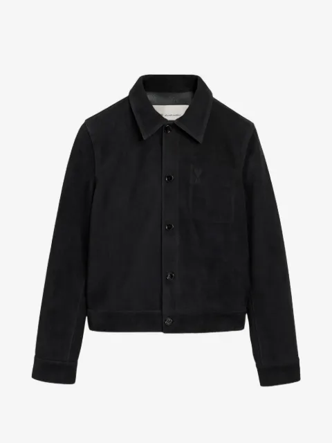 AMI Paris suede leather jacket with embossed Ami de Coeur