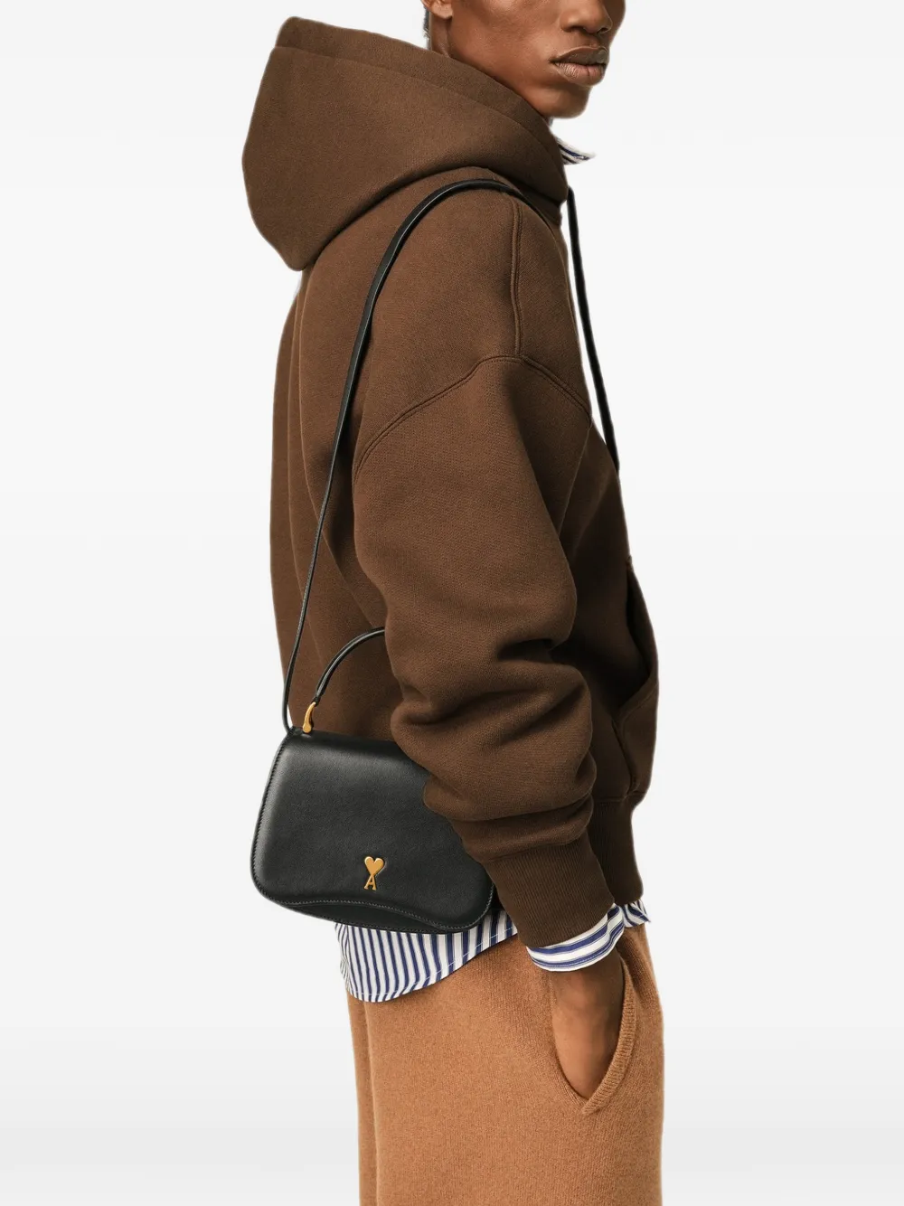 AMI Paris Leren Paris tas Zwart