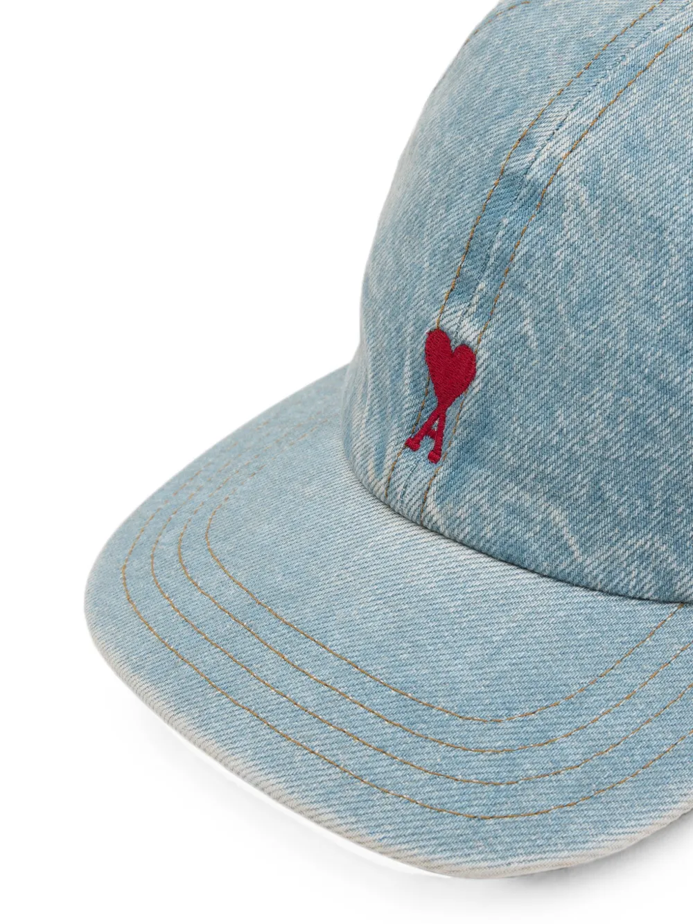 AMI Paris Denim katoenen pet met Ami de Coeur Blauw