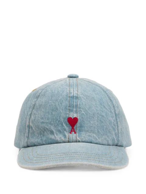 AMI Paris denim cotton cap with Ami de Coeur