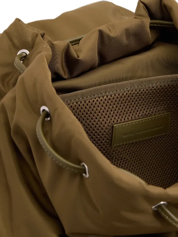 AMI Paris Nylon Marcel Flap Backpack | Green | FARFETCH