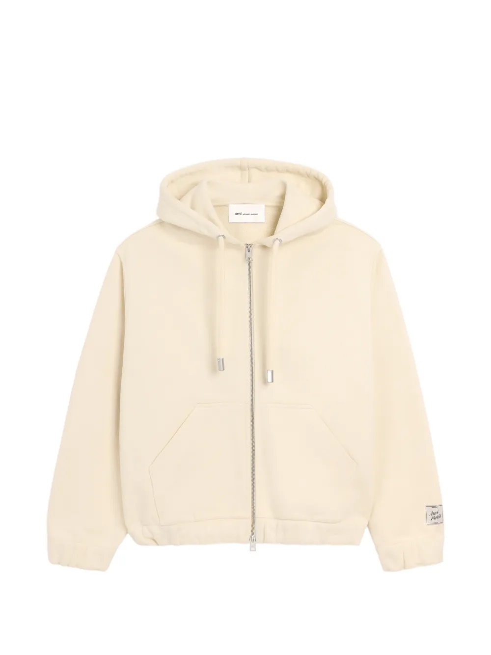 AMI Paris Felpa in cotone con etichetta Ami Paris e zip - Toni neutri