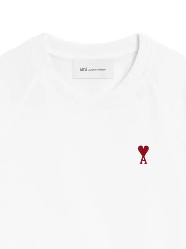 AMI Paris Cotton t-shirt With Ami De Coeur | White | FARFETCH