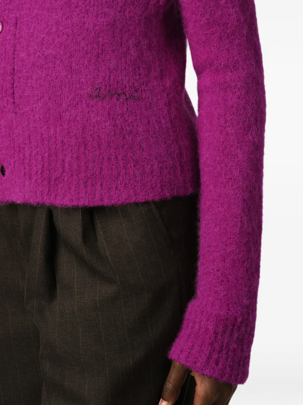AMI Paris Wollen en alpaca vest met Ami borduurwerk Roze