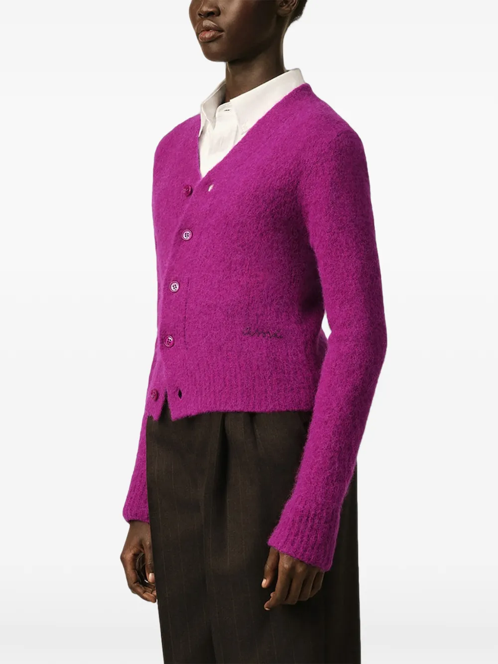AMI Paris Wollen en alpaca vest met Ami borduurwerk Roze